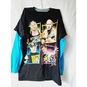 WWE John Cena, the Rock dolp ziggler ryback vtg boys XL shirt